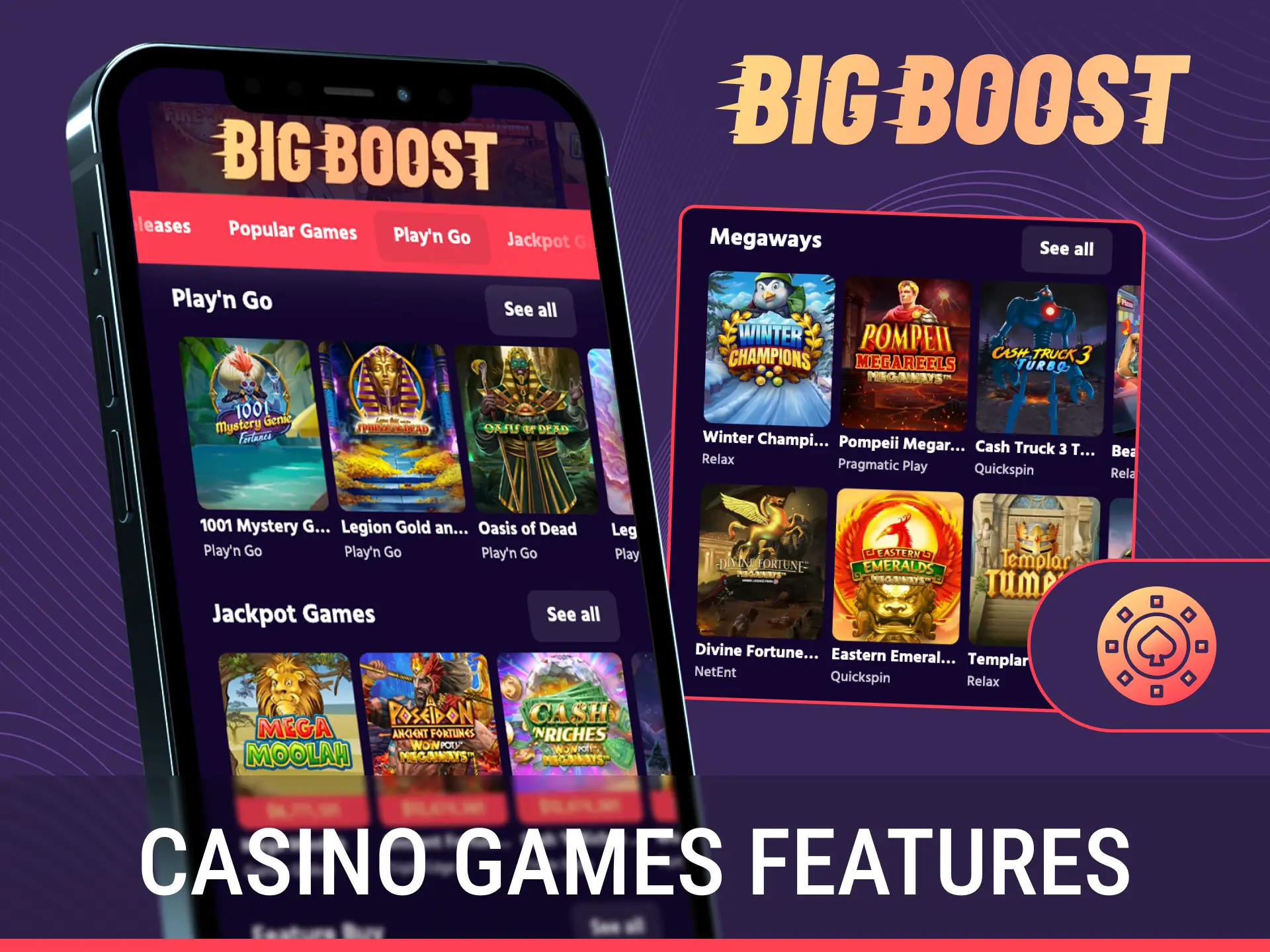 Play casino games features with smooth performance on Big Baazi App.