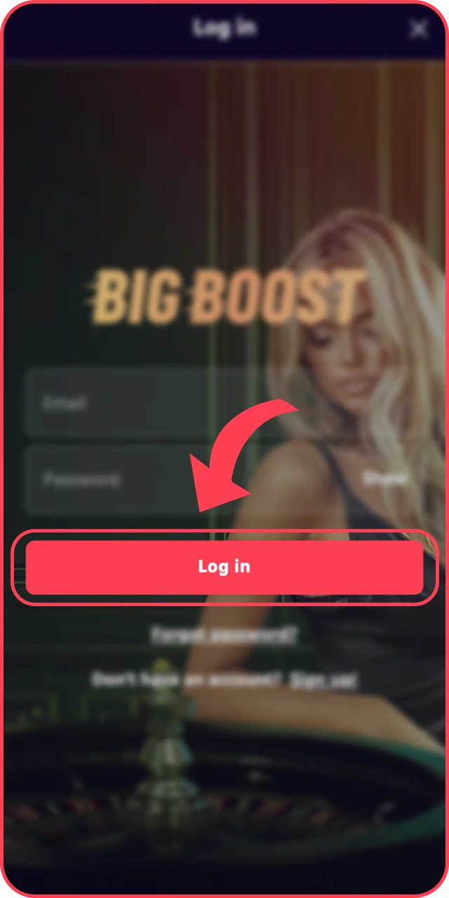 Login or sign up via the iOS Big Baazi App interface.