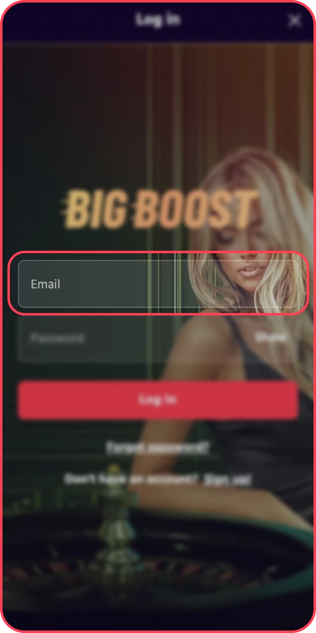 Enter mobile number into the login form of the Big Baazi App.