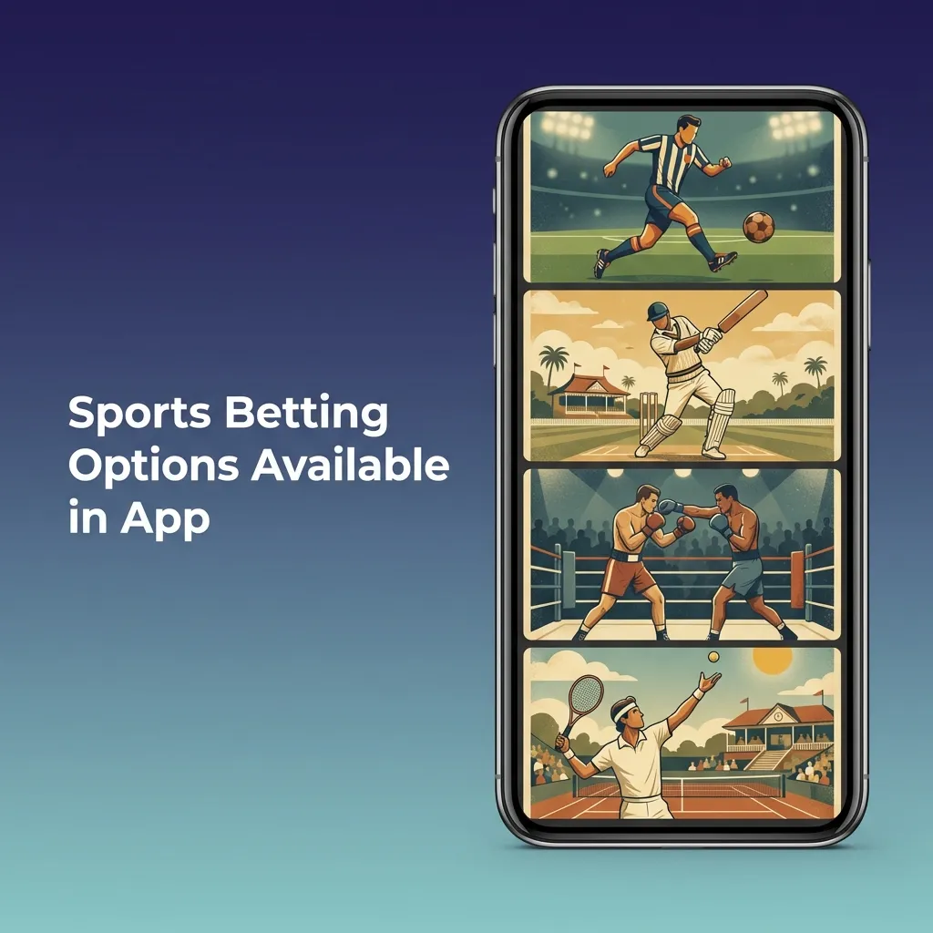 Big Baazi app interface showing sports betting options including cricket, football, tennis, kabaddi, and esports