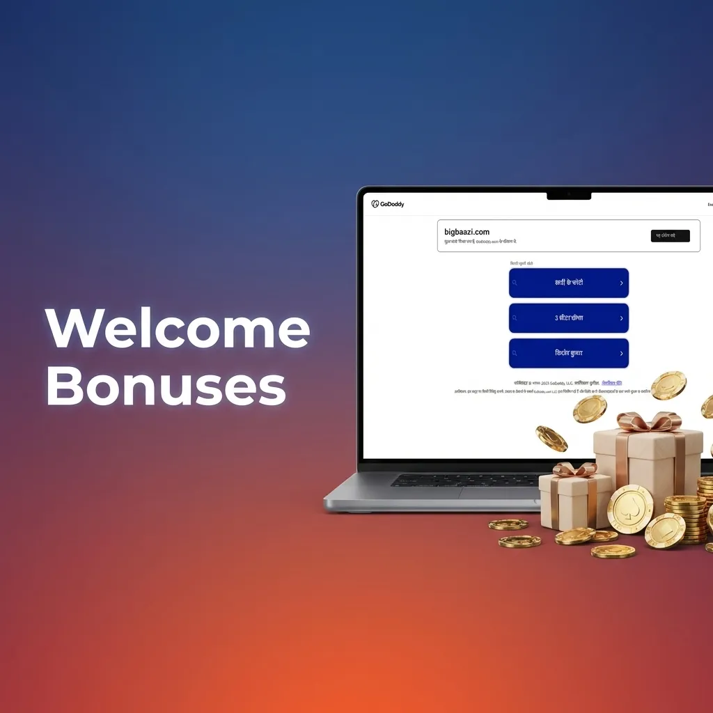 Welcome bonus table showing three-tiered deposit structure totaling ₹1 Lakh for casino and sports betting
