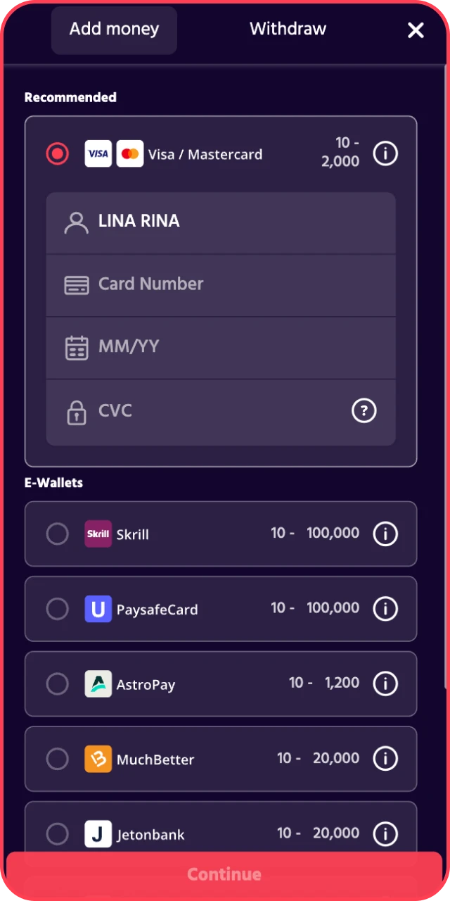 Top up your balance in India to use your Big Baazi Bonuses.