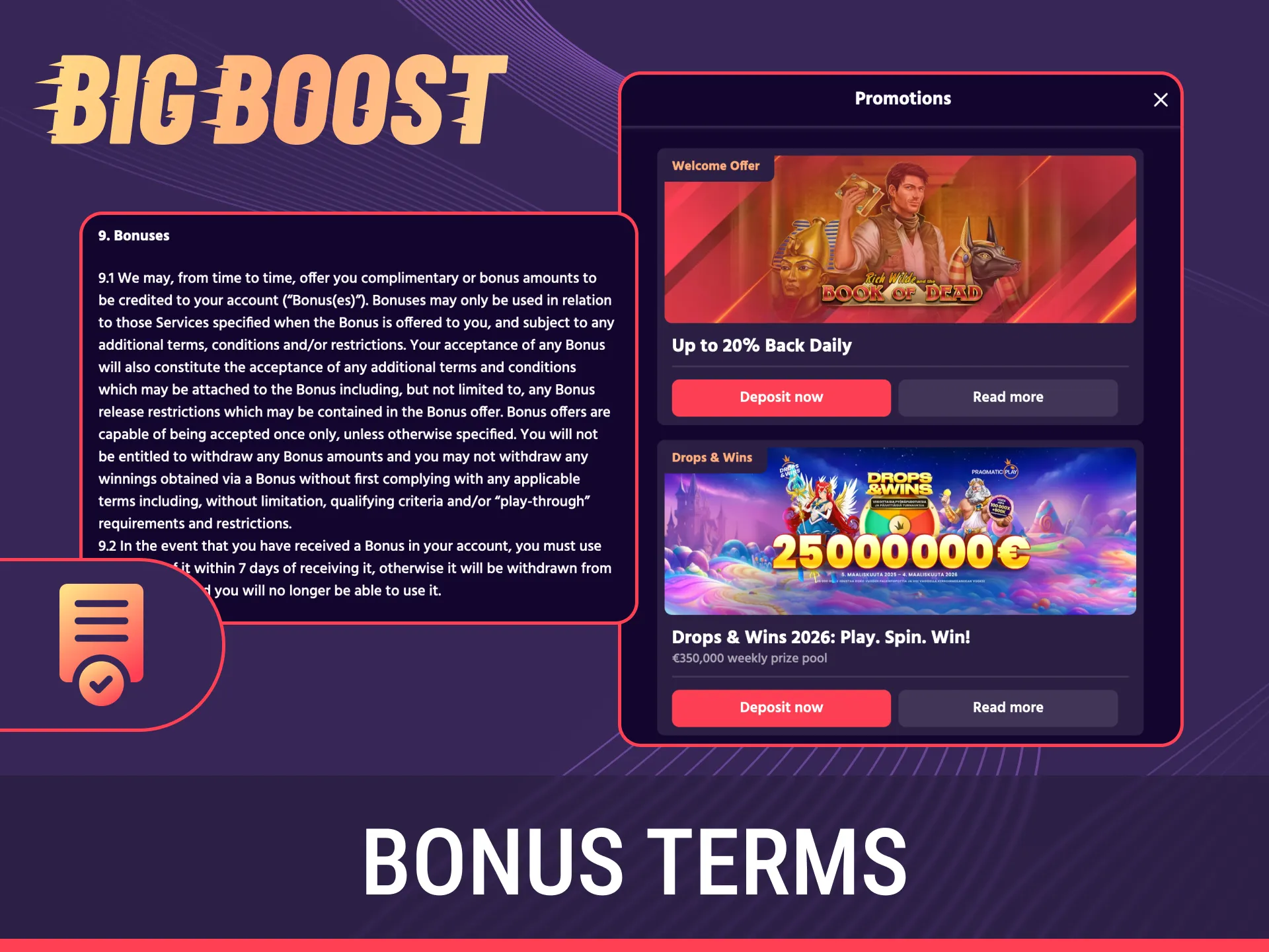 Read the Big Baazi Bonuses rules to fulfill wagering requirements and withdraw.