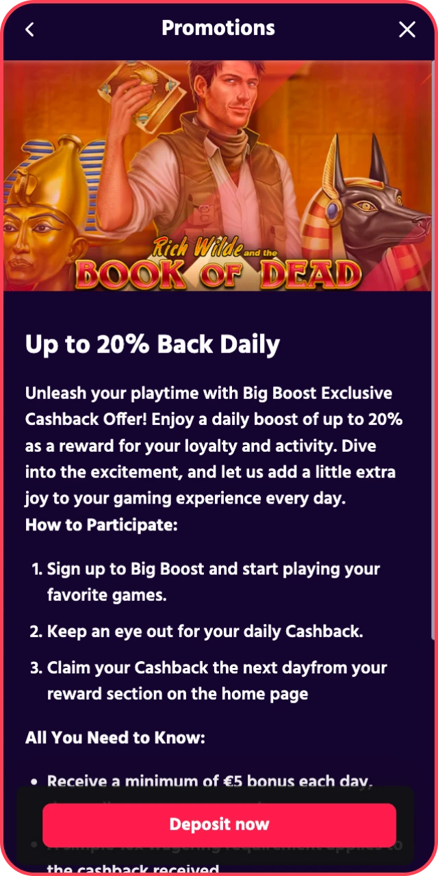 Get your initial deposit gift to start playing at Big Baazi Casino.