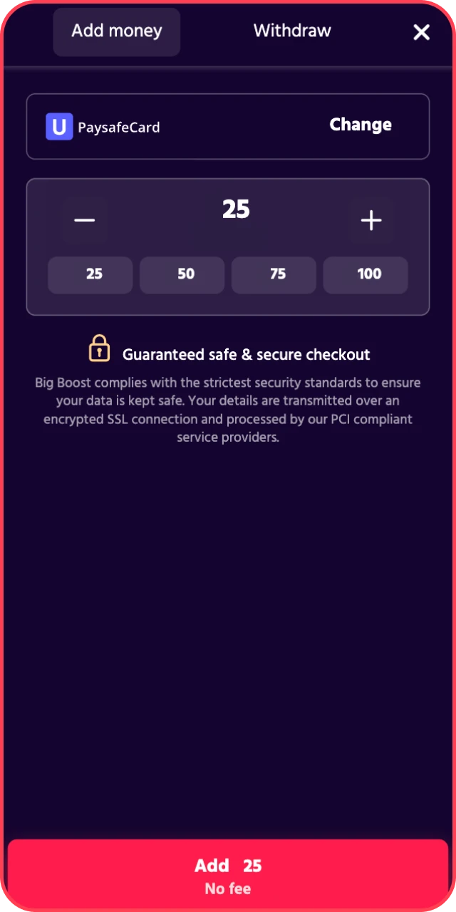 Fund your gaming balance to start playing at Big Baazi Casino for money.