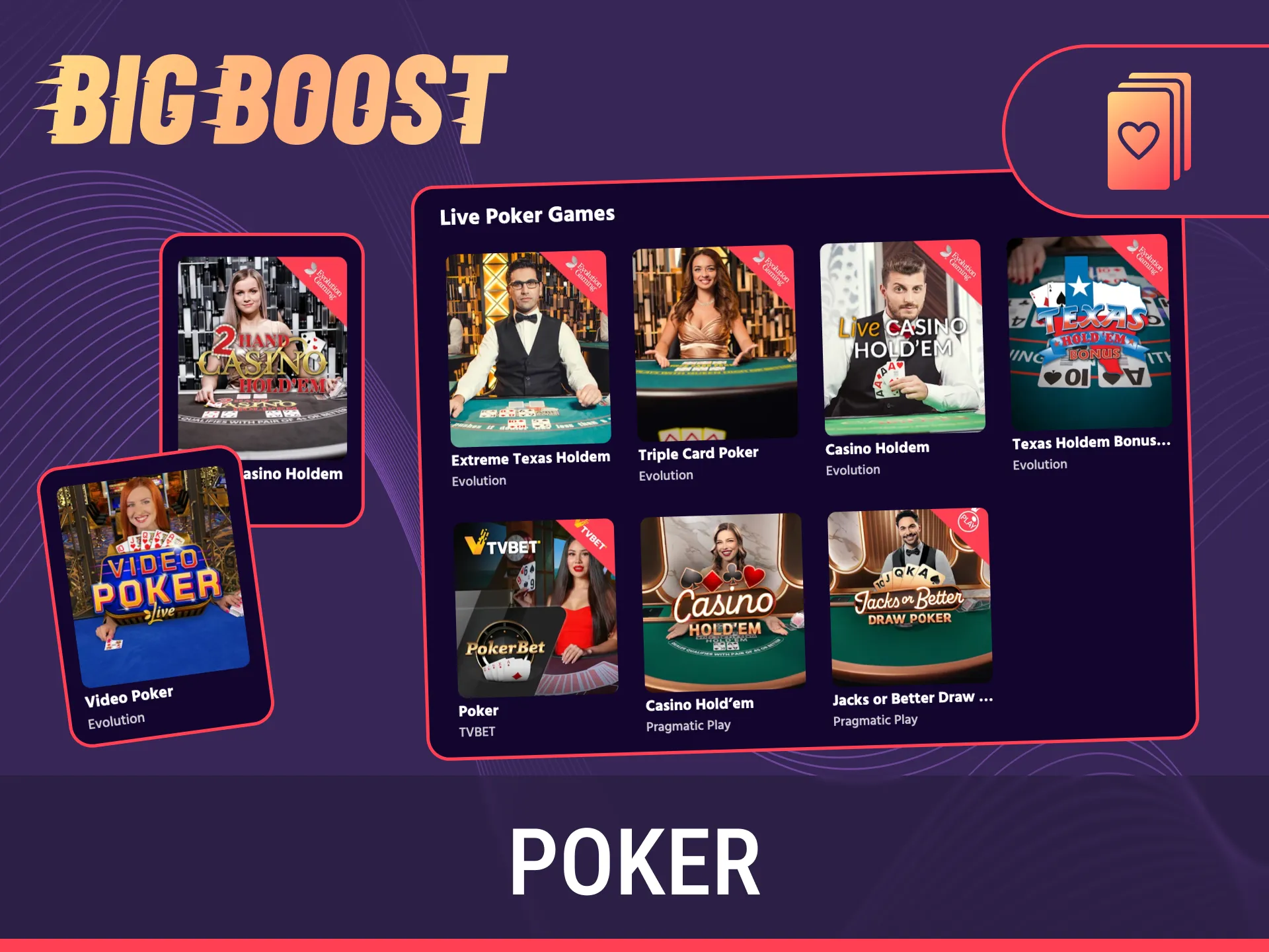 Show your best skills at the Big Baazi Live Casino Poker games.