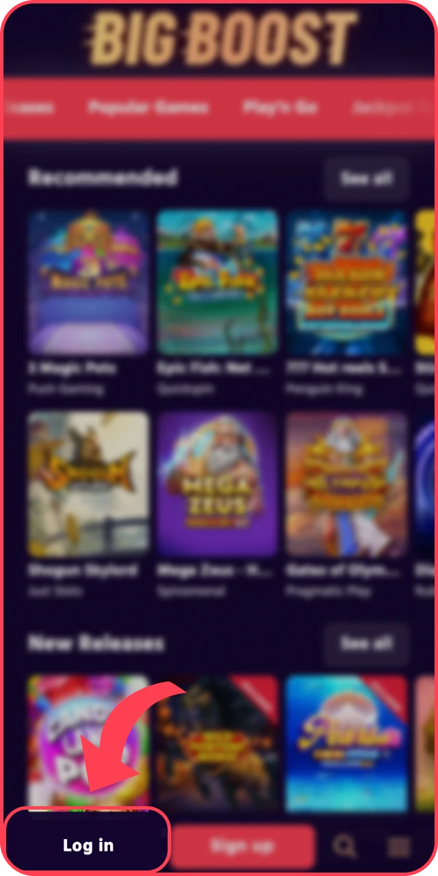 Pick a convenient method to sign in through the Big Baazi App quickly.