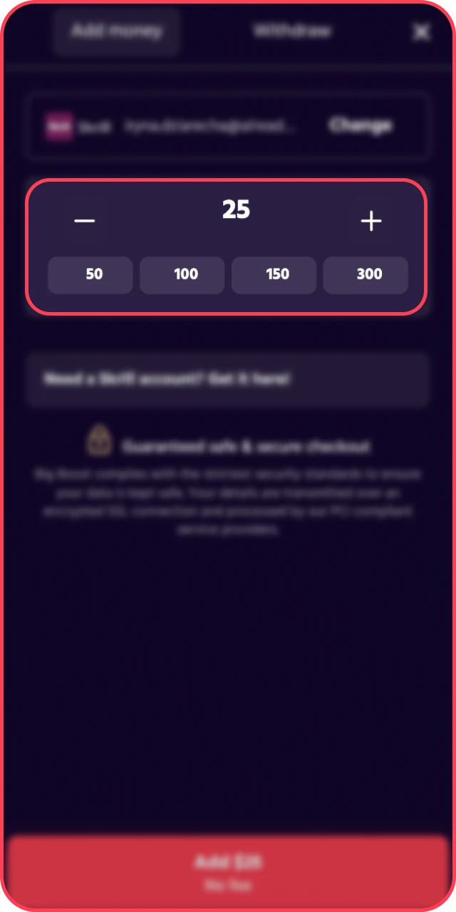 Specify the desired funds for your Big Baazi deposit to play games.