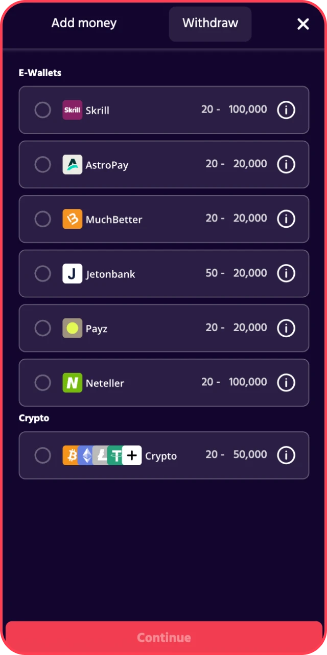 Select a convenient Indian payment system for your Big Baazi withdrawal transaction.
