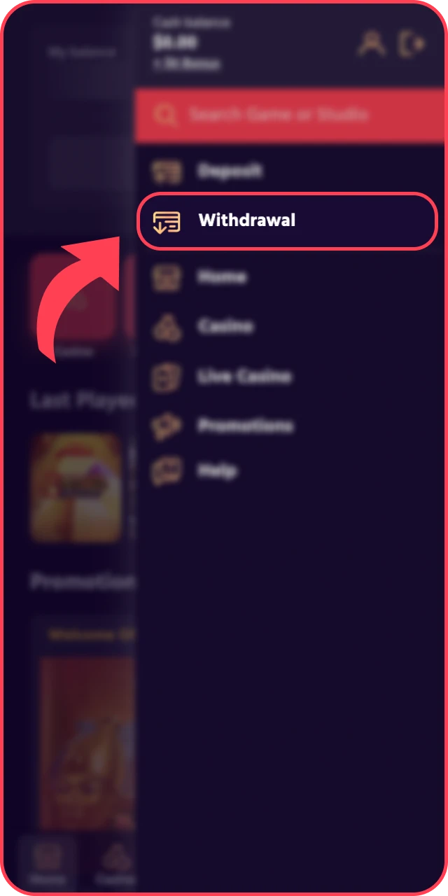 Find the payout tab to manage your Big Baazi withdrawal funds quickly.