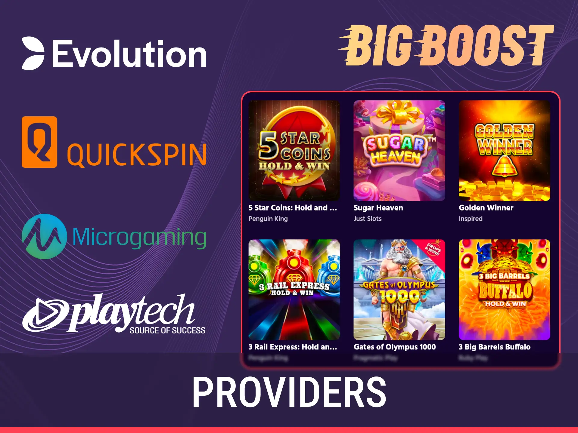 Play top-tier games from world-leading Big Baazi Slots software providers.
